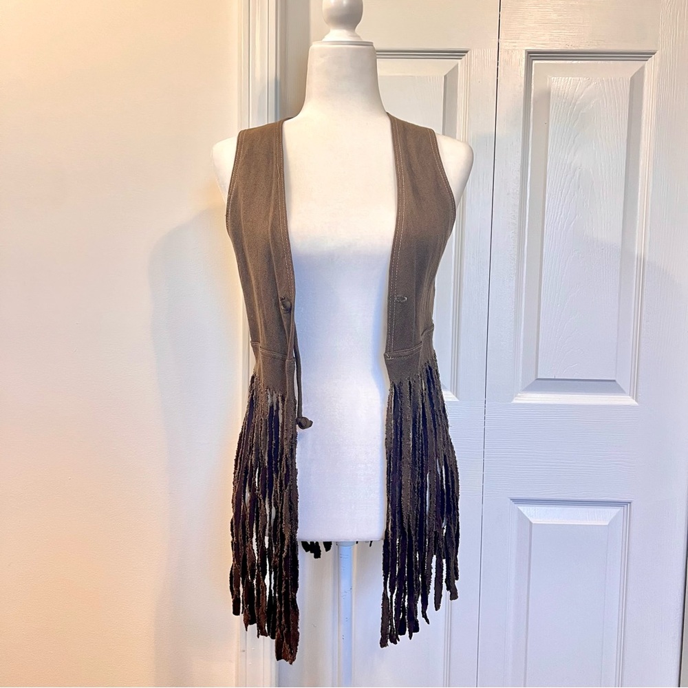 Vintage Fringe Brown Vest - Picture 2 of 10